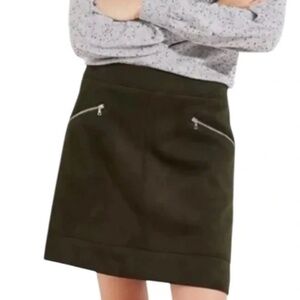 LOFT Faux Suede Mini Skirt - Olive Green Size 8